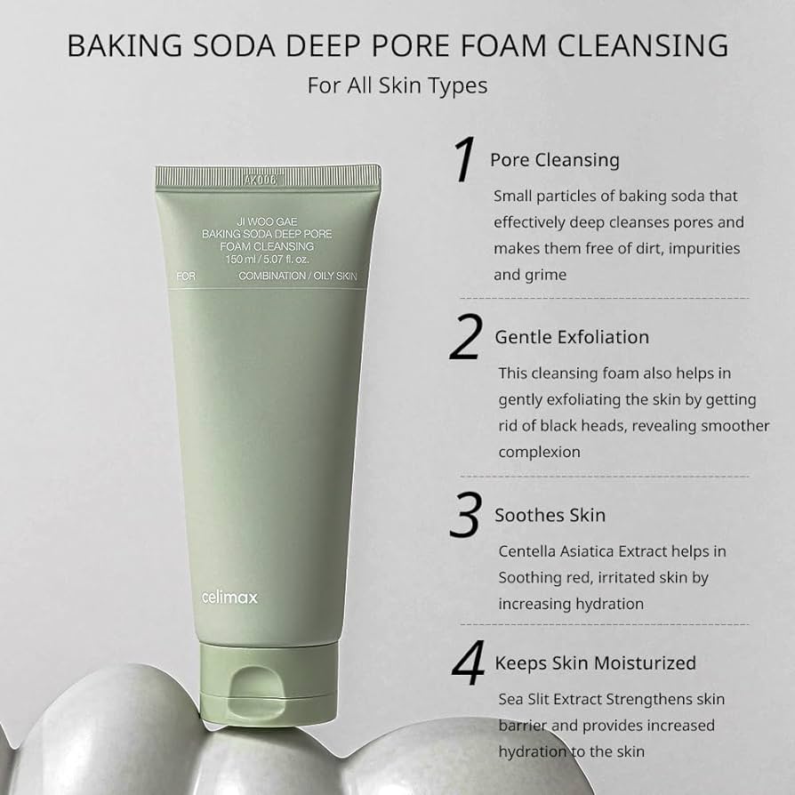 Celimax, Ji Woo Gae, Baking Soda Deep Pore Foam Cleansing, Combination/ Oily Skin, 150 ml