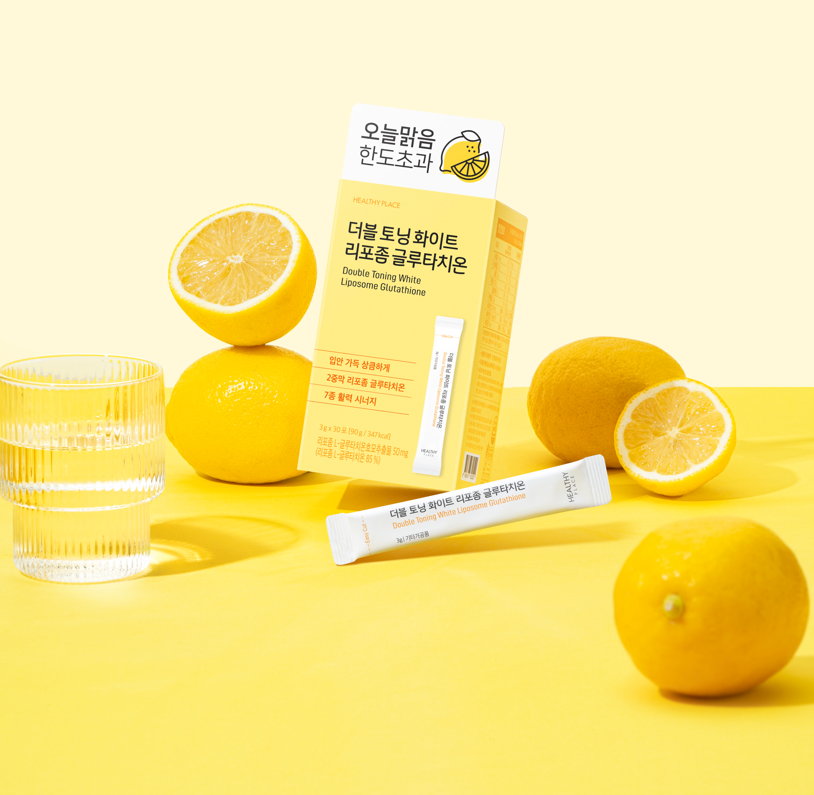 HEALTHY PLACE Double Toning White Liposome Glutathione – Lemon Flavor 30 Stick