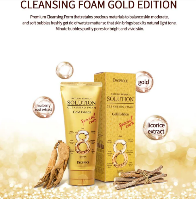 DEOPROCE NATURAL PERFECT SOLUTION CLEANSING FOAM GOLD EDITION 170g