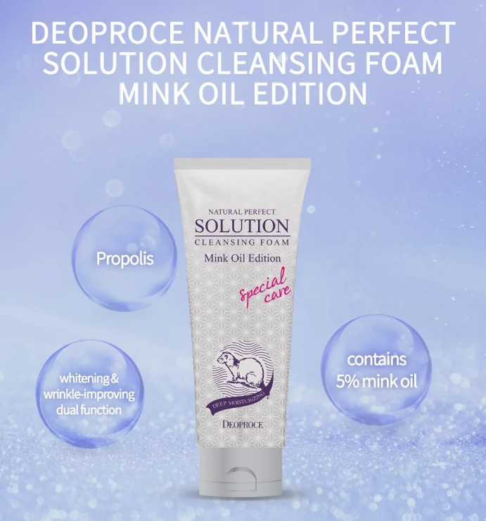 DEOPROCE NATURAL PERFECT SOLUTION CLEANSING FOAM MINK OIL EDITION 170g