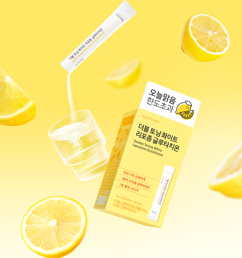 HEALTHY PLACE Double Toning White Liposome Glutathione – Lemon Flavor 30 Stick